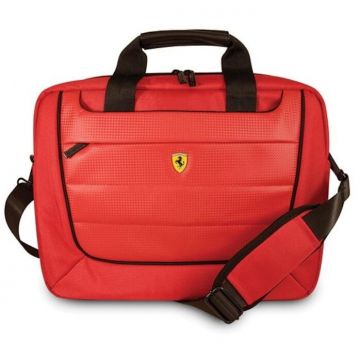 ferrari Geanta laptop Ferrari Scuderia 16'', Nylon, Piele ecologica, Rosu