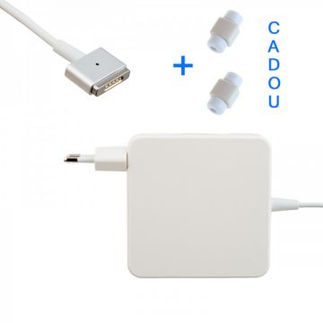 Incarcator adaptor 60W pentru Macbook in forma T, cablu alimentare magnetic si mufa MagSafe 2, 1.8 m + 2 protectii de cablu cadou, alb