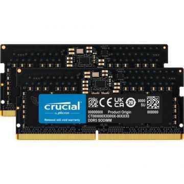 Kit memorie notebook Crucial, 2x32GB, DDR5, 5600MHz, Negru