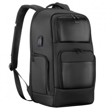 Modecom Rucsac pentru laptop, Modecom, 15.6'', Poliester/Piele ecologica, Negru