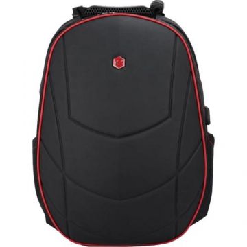 Rucsac Bestlife Gaming Assailant laptop 17 inch, compartiment anti-vibratie, charge USB, negru/rosu, 32 x 23 x 50 cm