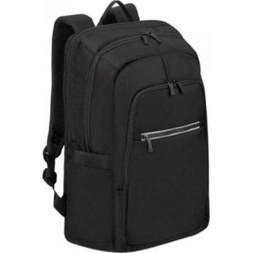 Rucsac pentru notebook din piele ecologica, RivaCase, 17.3inch, Negru