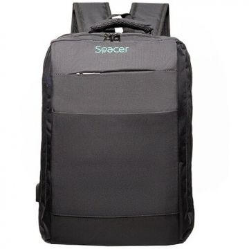 spacer Rucsac New York pentru notebook, Spacer, 17, compartiment laptop si compartiment calatorie, buzunar frontal, compartiment travel, troler strap,, waterproof, poliester, Negru