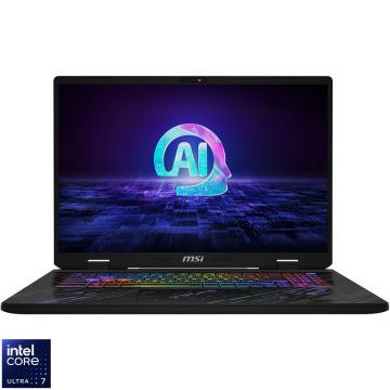 Laptop MSI Gaming 17'' Pulse 17 AI C1VGKG, QHD+ 240Hz, Procesor Intel® Core™ Ultra 7 155H (24M Cache, up to 4.80 GHz), 16GB DDR5, 1TB SSD, GeForce RTX 4070 8GB, Free DOS, Core Black