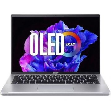 Acer Laptop Acer Swift Go 14 SFG14-72, Intel Core Ultra 7 155H, 14 inch WQXGA+, 16GB RAM, 512GB SSD, Windows 11 Home, Argintiu