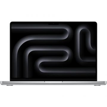 Laptop Apple MacBook Pro 14 2023 (Procesor Apple M3 (8-core CPU / 10-core GPU) 14.2inch Liquid Retina XDR, 8GB, 512GB SSD, Mac OS Sonoma, Layout US, Argintiu) + adaptor priza US - EU