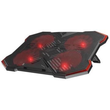Stand/Cooler notebook Genesis Oxid 260 Black, 4 ventilatoare 130 mm, hub USB incorporat