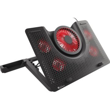 Stand/Cooler notebook Genesis Oxid 550 Black, 5 ventilatoare, suport telefon detasabil, iluminare LED