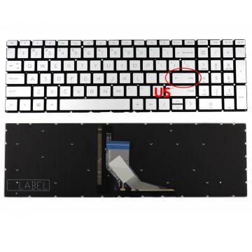 Tastatura Argintie HP Envy X360 15-DK iluminata layout US fara rama enter mic
