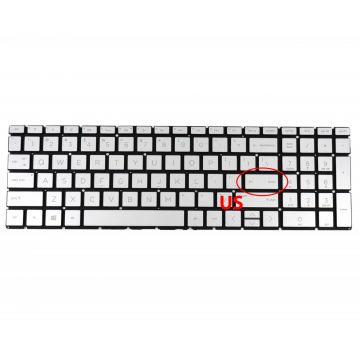 Tastatura Argintie HP Envy X360 15-DX iluminata layout US fara rama enter mic Tastatura Argintie HP Envy X360 15-DX iluminata layout US fara rama enter mic