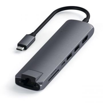 Satechi Satechi Aluminium Type-C Slim Multiport (1xHDMI 4K,2x USB-A,1x SD,1x Ethernet) - Space Grey