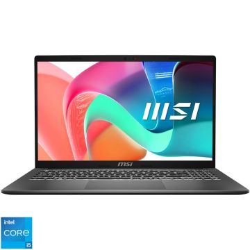 Laptop MSI 15.6'' Modern 15 F13MG, FHD, Procesor Intel® Core™ i5-1335U (12M Cache, up to 4.60 GHz), 8GB DDR4, 512GB SSD, Intel Integrated Graphics, Free DOS, Platinum Gray