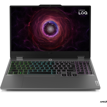 Lenovo Laptop Gaming Lenovo LOQ 15APH9, AMD Ryzen™ 7, 5.1 GHz, 15.6, Full HD, IPS, 144Hz, 16GB, 512GB SSD, NVIDIA GeForce RTX 4060, 8GB, GDDR6, No OS, Gri