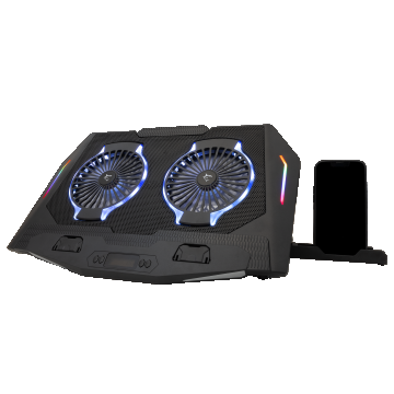 Stand/Cooler notebook White Shark ICE SHADOW, max. 17.3 inch, hub USB incorporat, Display LED, RGB LED fan, suport telefon