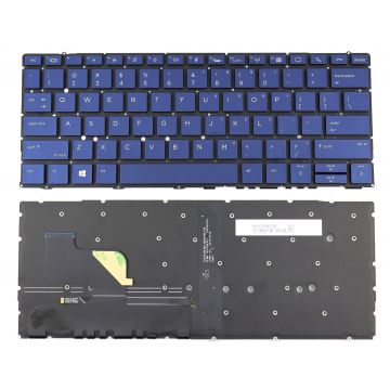 Tastatura Albastra fara Orificiu pentru Amprenta HP BQPSK01F7GC00Y iluminata layout US fara rama enter mic