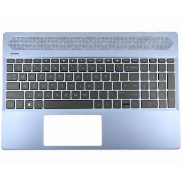 Tastatura HP L49391 271 Neagra cu Palmrest Albastru iluminata backlit