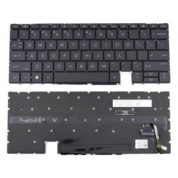Tastatura Neagra cu Orificiu pentru Amprenta HP Elite Dragonfly G2 iluminata layout US fara rama enter mic
