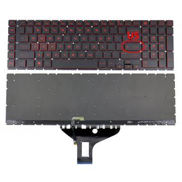 Tastatura Neagra cu taste rosii HP Omen 5 Plus 17 CB iluminata layout US fara rama enter mic