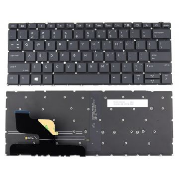 Tastatura Neagra fara Orificiu pentru Amprenta HP Elite Dragonfly G2 iluminata layout US fara rama enter mic