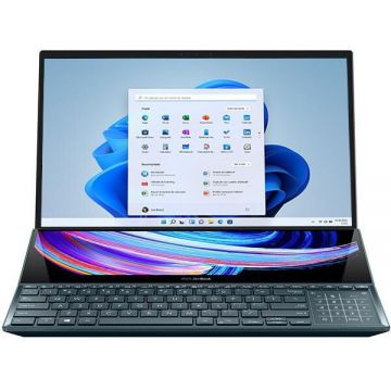 Laptop ASUS Zenbook Pro Duo 15 UX582ZW cu procesor Intel® Core™ i7-12700H pana la 4.70 GHz, 15.6, 4K, OLED, Touch, 32GB, 1TB SSD, NVIDIA® GeForce® RTX™ 3070 Ti 8GB GDDR6, Windows 11 Pro