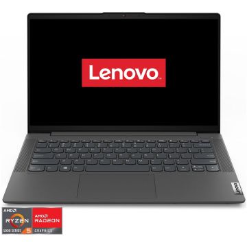 Laptop Lenovo IdeaPad 5 14ALC05 cu procesor AMD Ryzen 5 5500U pana la 4 GHz, 14 Full HD, 16GB, 512GB SSD, AMD Radeon Graphics, No OS, Graphite Grey