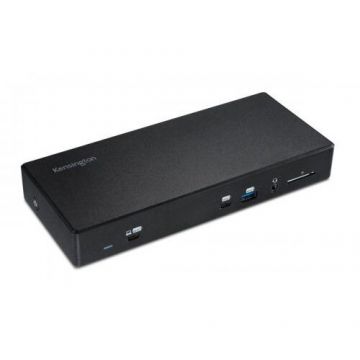 Kensington ​Stația de andocare Kensington K34115EU, conec PC USB-C, USB 3.0 x 4, USB-C x 1, porturi video DPx2, HDMIx1, USB-Cx1, RJ-45, NB 100 W, Negru
