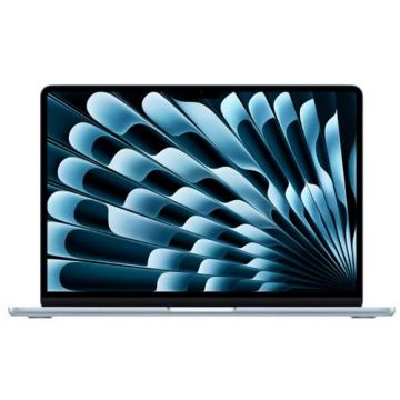 Laptop Apple MacBook Air 15 (Procesor Apple M4 (10-core CPU), 15.3inch Liquid Retina, 16GB, 256GB SSD, Apple M4 10-core GPU, Mac OS, Layout INT, Albastru deschis)