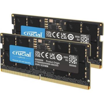 Memorii RAM laptop Crucial CT2K24G56C46S5, DDR5 SODIMM, 48GB (2x24), 5600MHz, CL46