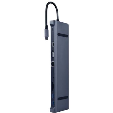 GEMBIRD Docking Station Gembird universal,10-in-1, conec PC USB Type C, USB-C x 1, USB-A 3.1 x 3, HDMI x 1, VGA x 1, RJ45 x 1, PD  87W, SD, microSD, Audio, argintiu, A-CM-COMBO10-01 (timbru verde 0.18 lei)