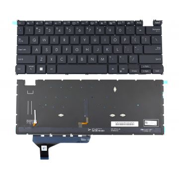 Tastatura Neagra Asus ZenBook 14 UX3402V iluminata varianta cu 4 suruburi layout US fara rama enter mic