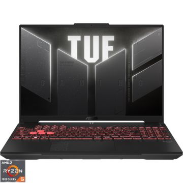 Laptop ASUS Gaming 16'' TUF A16 FA607NU, FHD+ 144Hz, Procesor AMD Ryzen™ 5 7535HS (16M Cache, up to 4.55 GHz), 16GB DDR5, 512GB SSD, GeForce RTX 4050 6GB, No OS, Mecha Gray