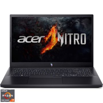 Laptop Acer Gaming 15.6'' Nitro V 15 ANV15-41, FHD IPS 165Hz, Procesor AMD Ryzen™ 7 7735HS (16M Cache, up to 4.75 GHz), 16GB DDR5, 1TB SSD, GeForce RTX 4050 6GB, No OS, Obsidian Black