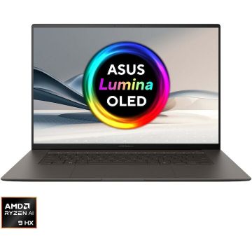 Asus Laptop ASUS Zenbook S 16 UM5606WA, Procesor AMD Ryzen™ AI 9 HX 370 pana la 5.1GHz, Display 16'' OLED, 120Hz, LPDDR5X 32GB, SSD 1TB, AMD Radeon™ 890M Graphics, Windows 11 Pro, Zumaia Gray