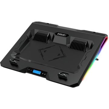 Evolveo Cooler laptop Evolveo Ania 10 RGB, 2 ventilatoare, backlight, Negru