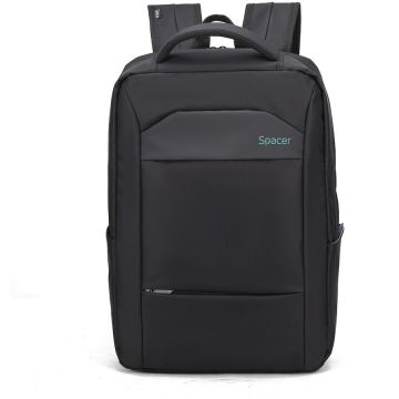 spacer Rucsac Laptop Spacer SPB-Dandy, 15.6 inch, 1 compartiment, 2 buzunare frontale 2 buzunare laterale, waterproof, Negru