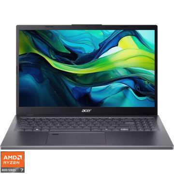 Laptop Acer 15.6'' Aspire 15 A15-61M, FHD IPS, Procesor AMD Ryzen™ 7 8840HS (16M Cache, up to 5.10 GHz), 16GB DDR5, 1TB SSD, AMD Radeon 780M, No OS, Steel Gray