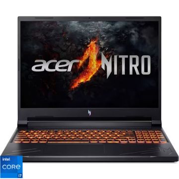 Laptop Acer Gaming 16'' Nitro V16 ANV16-71, WQXGA IPS 180Hz, Procesor Intel® Core™ i7 14650HX (30M Cache, up to 5.20 GHz), 16GB DDR5, 1TB SSD, GeForce RTX 4060 8GB, No OS, Obsidian Black Laptop Acer Gaming 16'' Nitro V16 ANV16-71, WQXGA IPS 180Hz, Procesor Intel® Core™ i7 14650HX (30M Cache, up to 5.20 GHz), 16GB DDR5, 1TB SSD, GeForce RTX 4060 8GB, No OS, Obsidian Black