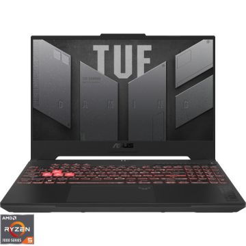 Laptop ASUS Gaming 15.6'' TUF A15 FA507NV, FHD 144Hz, Procesor AMD Ryzen™ 5 7535HS (16M Cache, up to 4.55 GHz), 16GB DDR5, 512GB SSD, GeForce RTX 4060 8GB, No OS, Mecha Gray