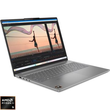 Laptop Lenovo 16'' IdeaPad Slim 5 16AKP10, 2.8K OLED 120Hz, Procesor AMD Ryzen™ AI 5 340 (16M Cache, up to 4.80 GHz), 16GB DDR5, 1TB SSD, AMD Radeon 840M, No OS, Luna Grey Laptop Lenovo 16'' IdeaPad Slim 5 16AKP10, 2.8K OLED 120Hz, Procesor AMD Ryzen™ AI 5 340 (16M Cache, up to 4.80 GHz), 16GB DDR5, 1TB SSD, AMD Radeon 840M, No OS, Luna Grey