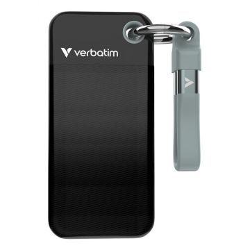 ​SSD extern Verbatim Pocket, 1TB, USB 3.2 Gen 2 (Negru/Gri)