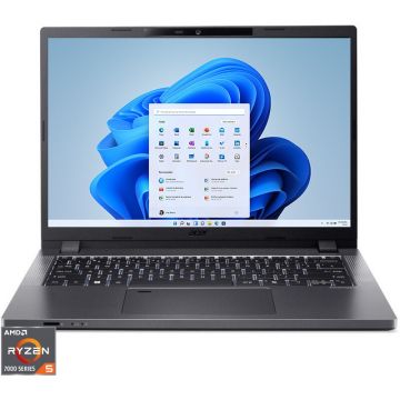 Acer Laptop Acer 14'' TravelMate P2 TMP214-43, WUXGA IPS, Procesor AMD Ryzen™ 5 7530U (16M Cache, up to 4.50 GHz), 16GB DDR5, 512GB SSD, AMD Radeon, Win 11 Pro, Gri inchis