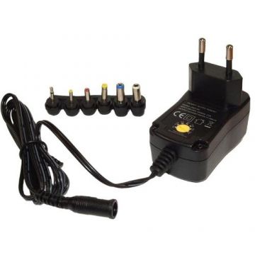 Alimentator, Kemot, 500 mA, 3/4.5/5/6/7.5/9/12 V, 6 mufe (Negru) Alimentator, Kemot, 500 mA, 3/4.5/5/6/7.5/9/12 V, 6 mufe (Negru)