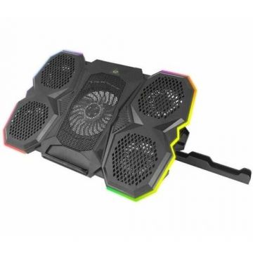 Cooler laptop Esperanza Breva, iluminare RGB, stand telefon, 5W (Negru)