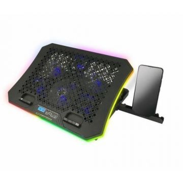 Cooler laptop gaming Esperanza Galerne EGC109 iluminare RGB stand telefon, Negru