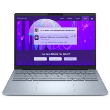 Dell Laptop Dell 14 Plus DB14250, Intel Core Ultra 7 256V, 14 inch WUXGA Touch, 16GB RAM, 1TB SSD, Windows 11 Home, Albastru