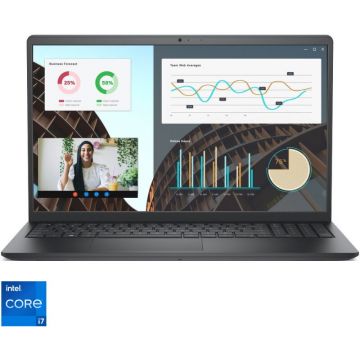 Dell Laptop DELL 15.6'' Vostro 3530, FHD 120Hz, Procesor Intel® Core™ i7-1355U (12M Cache, up to 5.00 GHz), 16GB DDR4, 512GB SSD, Intel Iris Xe, Linux, Carbon Black, 3Yr ProSupport
