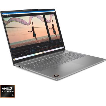 Lenovo Laptop Lenovo 16'' IdeaPad Slim 5 16AKP10, 2.8K OLED 120Hz, Procesor AMD Ryzen™ AI 5 340 (16M Cache, up to 4.80 GHz), 16GB DDR5, 1TB SSD, AMD Radeon 840M, No OS, Luna Grey