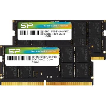 Memorii RAM laptop Silicon Power SP032GBSVU480F22, 32GB (2x16), DDR5, 4800MHz, CL40, SODIMM