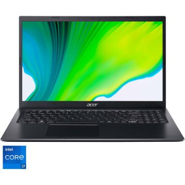 Laptop ultraportabil Acer Aspire 5 A515-56 cu procesor Intel® Core™ i7-1165G7, 15.6 Full HD, 8GB, 256GB SSD, Intel® Iris Xe Graphics, No OS, Black