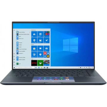 Laptop ultraportabil ASUS ZenBook 14 UX435EA cu procesor Intel® Core™ i7-1165G7, 14, Full HD, 8GB, 512GB SSD, Intel Iris Xᵉ Graphics, Windows 10 Home, Pine Grey